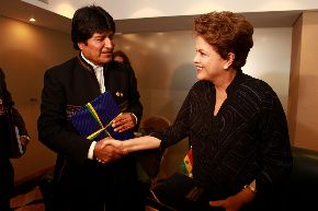 Presidentes de Bolivia, Evo Morales, y de Brasil, Dilma Rousseff. Foto: ABI