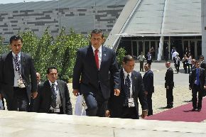 Jefe de Estado Ollanta Humala finaliza su participación en la Cumbre CELAC realizada en el centro de convenciones Espacio Riesco de Santiago de Chile.Foto: ANDINA/Prensa Presidencia