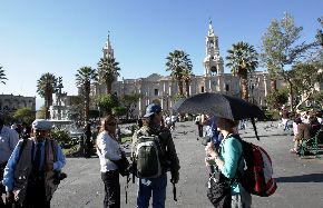 Main square of Arequipa city, in southern Peru